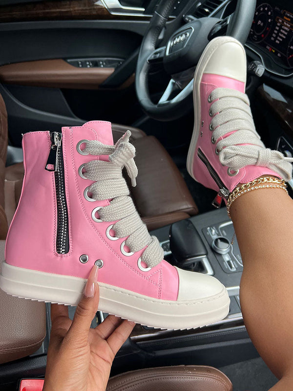 PU High-Top Sneakers