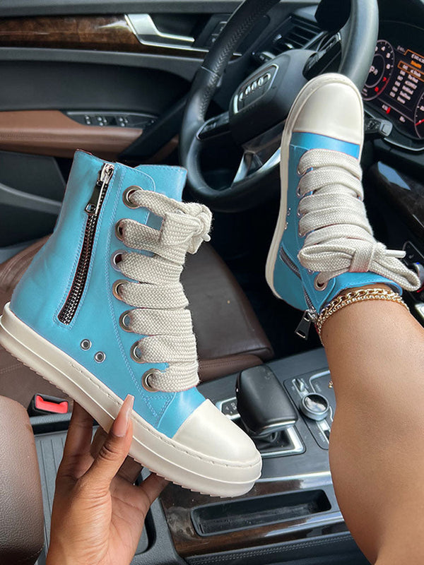 PU High-Top Sneakers