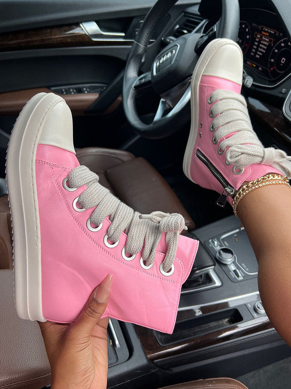 PU High-Top Sneakers