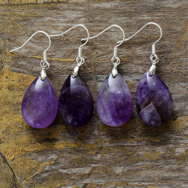 Natural Stone Amethyst Earrings