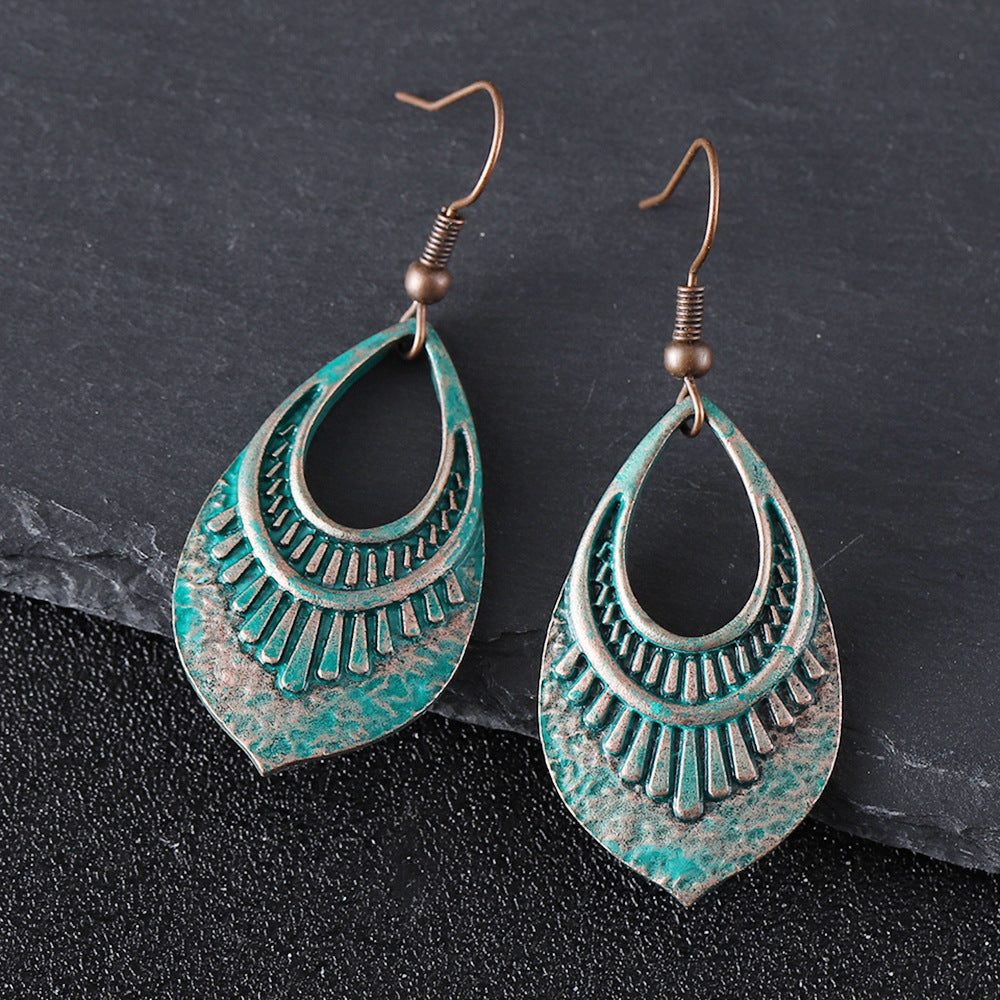 Retro Geometric Oval Earrings