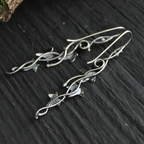 Vintage plant leaves vine earrings