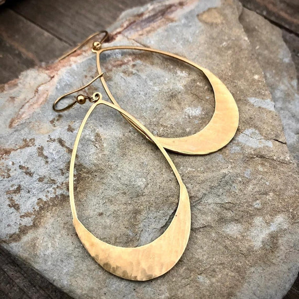 Hammer Ring Simple Oval Pendant Earrings