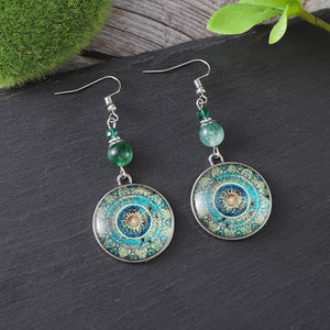 Ethnic Style Dream Catcher Net Long Pendant Earrings