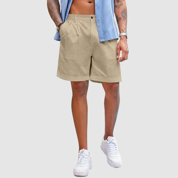 Men’s Linen Shorts Classic Fit Casual Elastic Waist Summer Beach Shorts