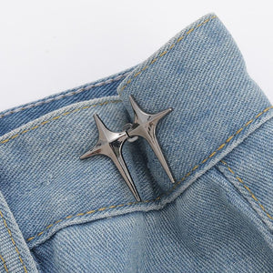 No-Pin Waist Cinching Tool, Removable Adjustable Waistband Buckle for Jeans, Perfect Jeans Accessory