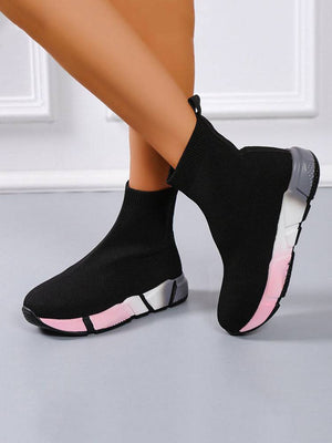 Color Block Knitted Platform Boots