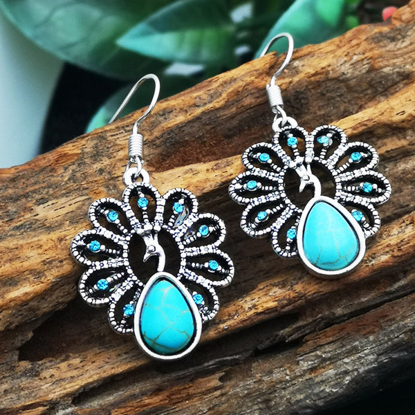 Turquoise Peacock Earrings