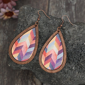 Colored wooden earrings