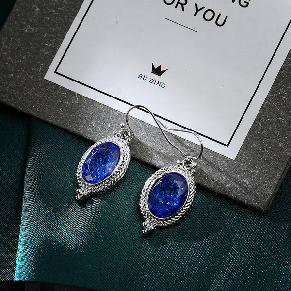 Retro Blue Crystal Earrings