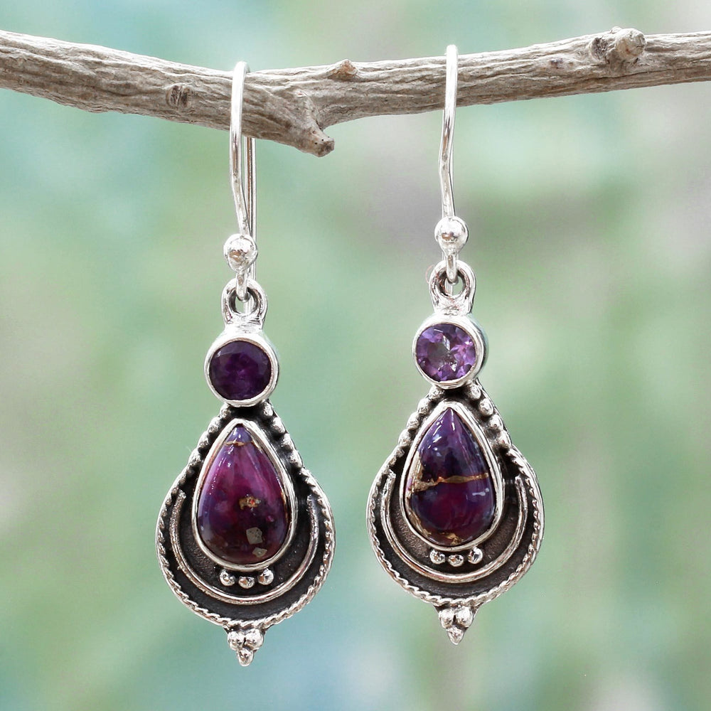 Water Drop Purple Turquoise Earrings