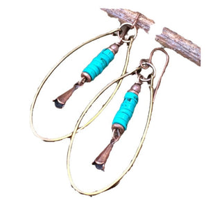 Vintage Turquoise Beaded Pendant Earrings