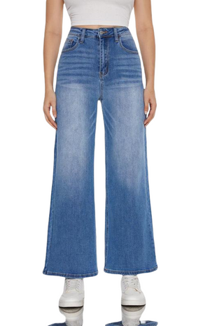 Wide Leg High Waisted Stretch Baggy Jeans