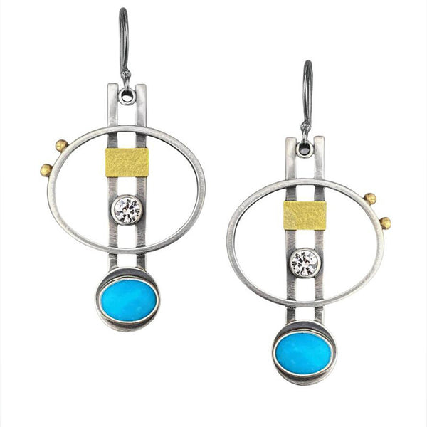 Geometric Circles Turquoise Earrings