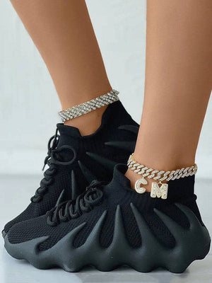 Lace-up Knit Breathable Sneakers