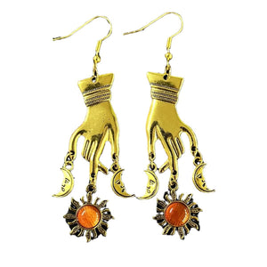 Sun Moon Hand Earrings