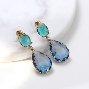 Water Drop Green Blue Earrings