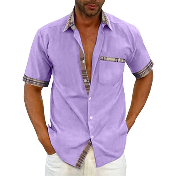 Men's Casual Plaid Collar Button Summer Shirt