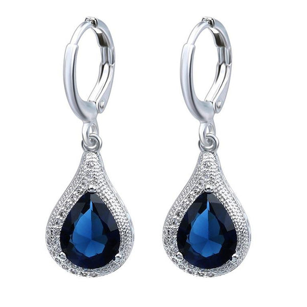 Water Droplets  Blue Zircon Earrings