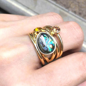 Boho Abalone Shell Gold Ring