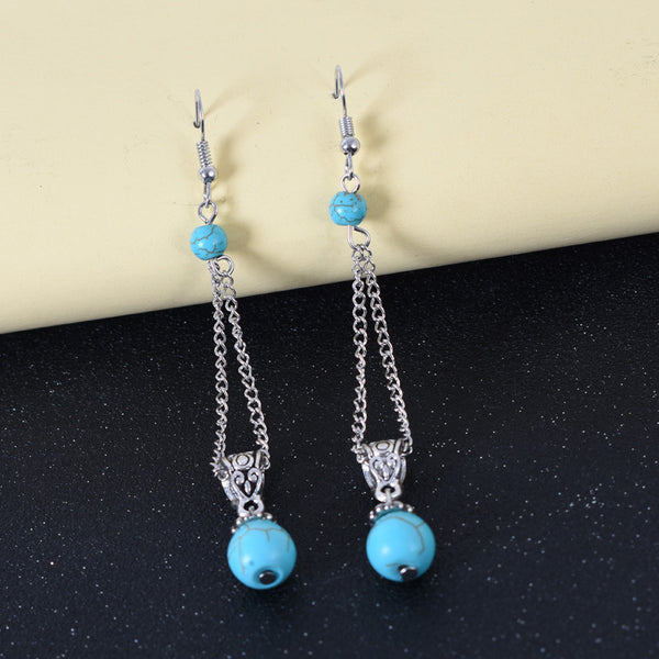 Retro Turquoise Tassel Earrings