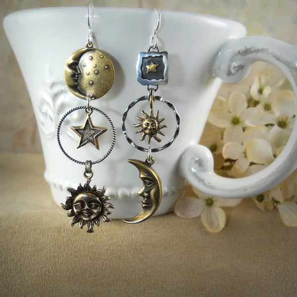 Sun-Moon Pendant Earrings