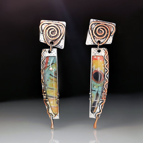 Retro colored glass earrings