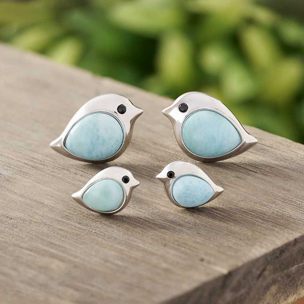 Vintage Larimar Birdie Studs