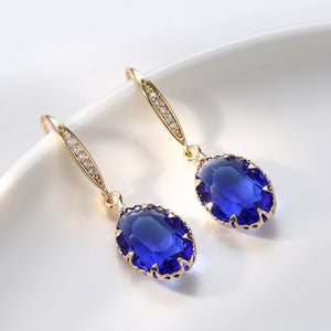 Sparkling Oval Sapphire Earrings