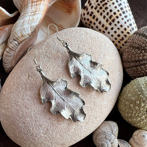 Retro Leaf Antique Silver Earrings