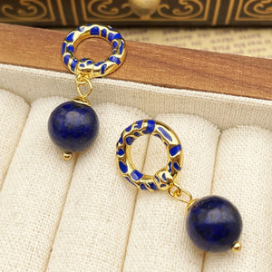 Vintage Blue Gold Stone Earrings