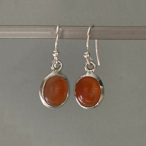 Coral oval hanging earrings