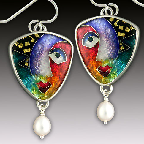 New Creative Abstract Beautiful Color Face Dangle Earrings