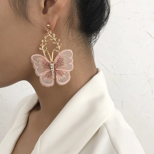 Creative Ancient Style Embroidered Butterfly Earrings