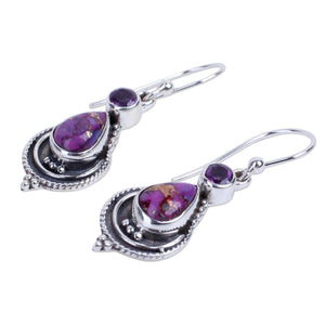 Water Drop Purple Turquoise Earrings