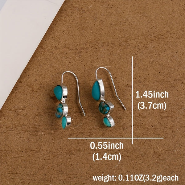 Bohemian Water Droplets Green Stone Design Clip On Earrings Zinc Alloy