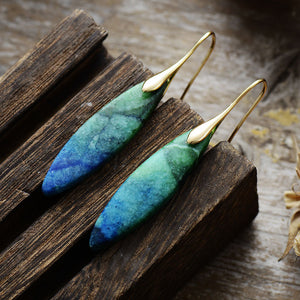 Green natural stone earrings