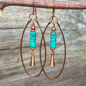 Vintage Turquoise Beaded Pendant Earrings