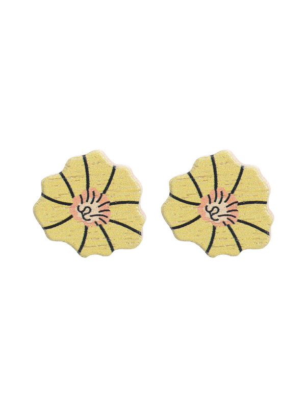 Sunflower Chrysanthemum Wood Earrings