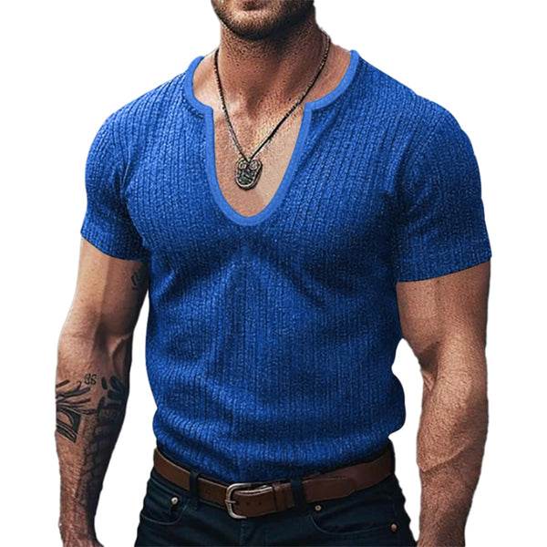 2024 Summer new u neck men's casual t-shirt