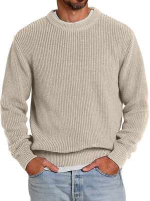 Men's Casual Round Neck Solid Color Comfortable Knitted Sweater