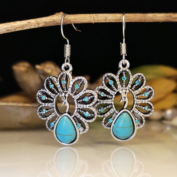 Turquoise Peacock Earrings