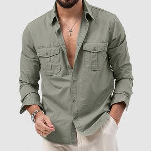 Men's Casual Cotton Workwear Pocket Shirt