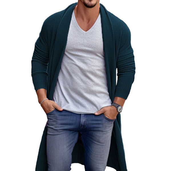 Men's knitted long cardigan