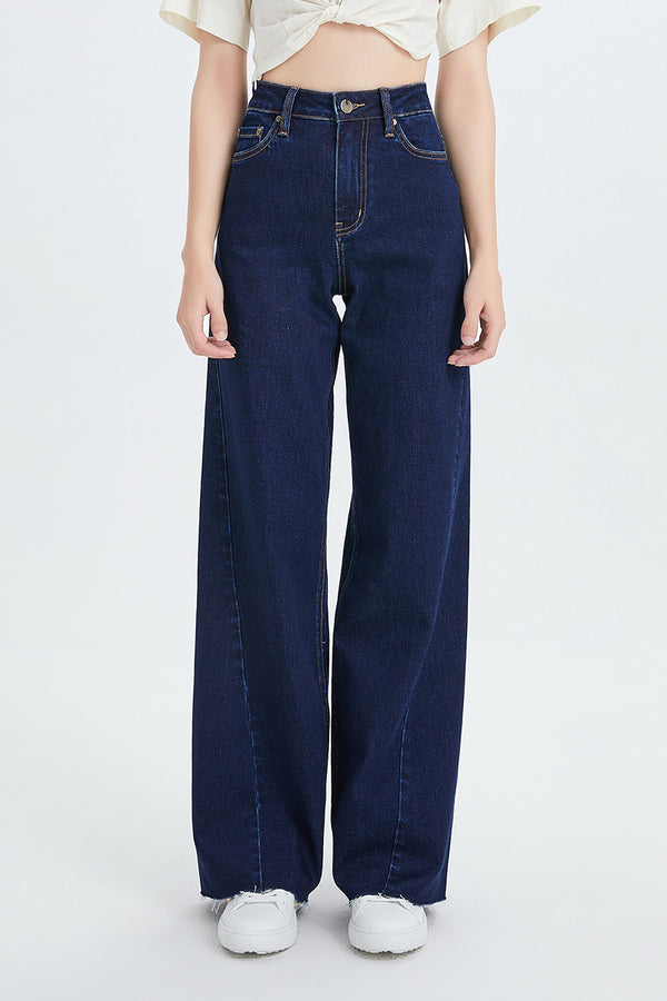 High Rise Wide Leg Jeans Deep Wash Plus Size