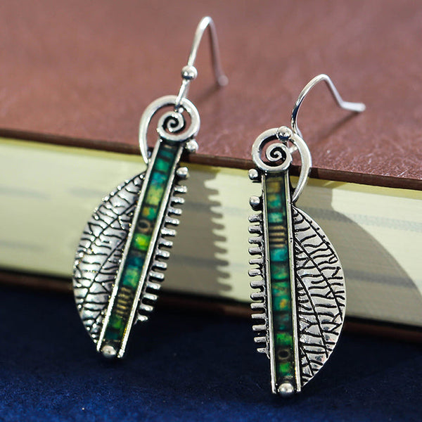 Green Crystal Silver Earrings