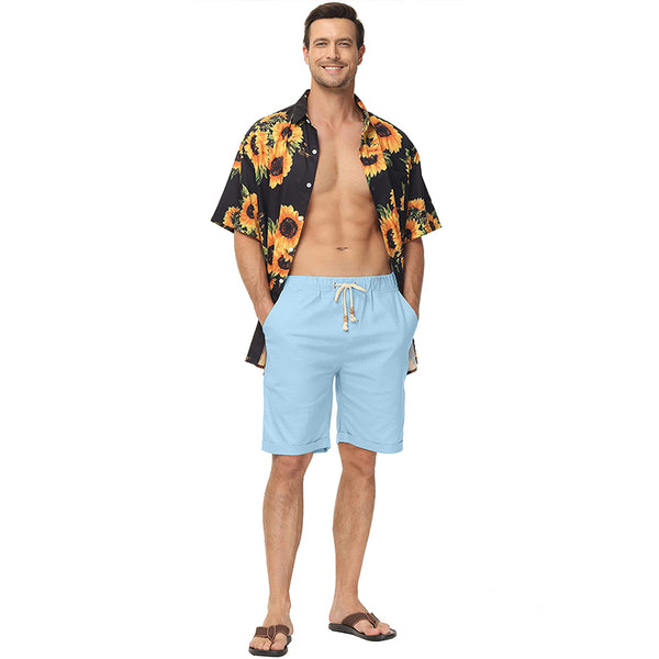 Men's Drawstring Linen Beach Shorts