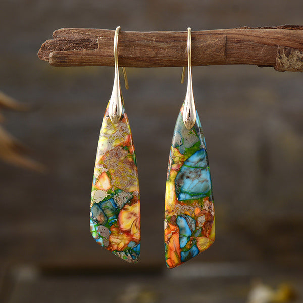 Natural stone pendant earrings