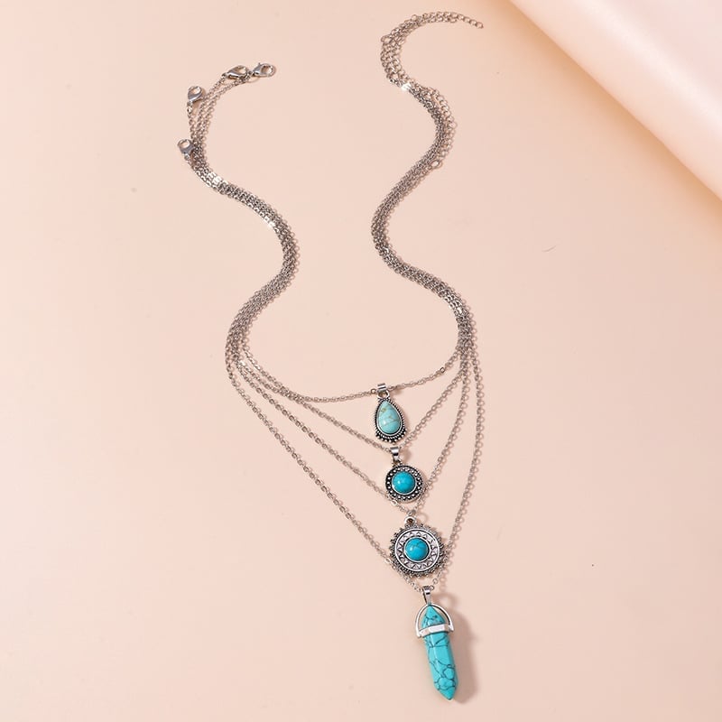 Turquoise Layered Drop Necklace