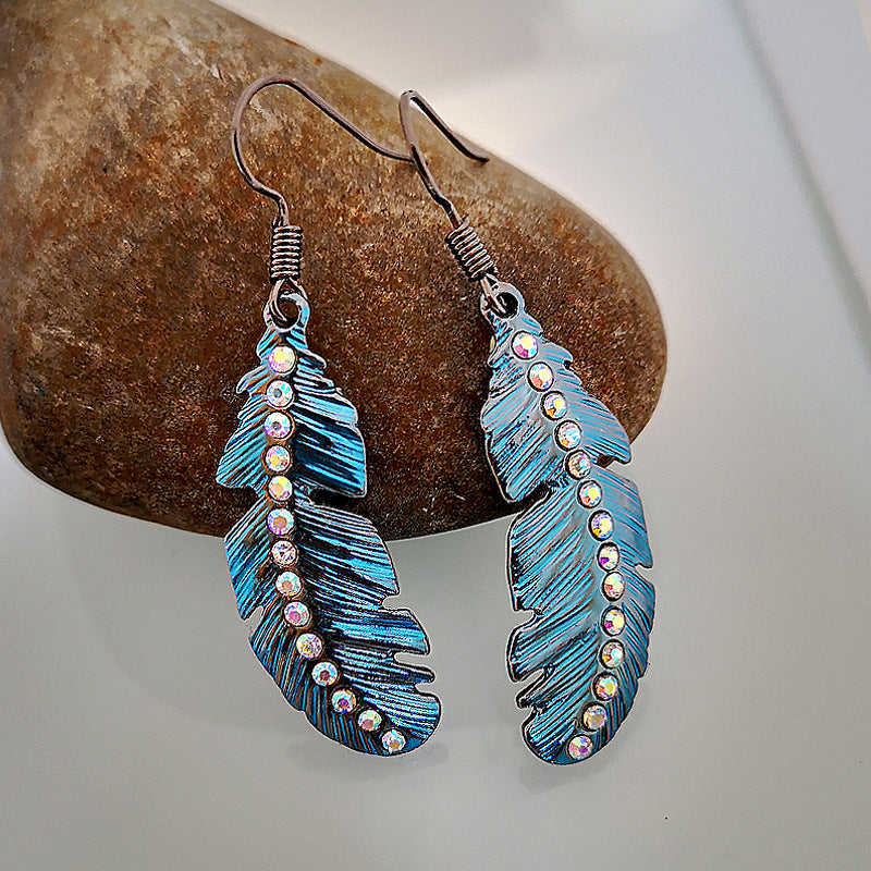 Retro  Colorful Feather Earrings